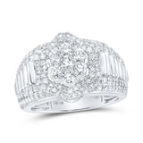 10kt White Gold Mens Round Diamond Cluster Ring 1-7/8 Cttw