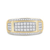 10kt Yellow Gold Mens Round Diamond Rectangle Band Ring 1 Cttw