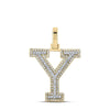 10kt Two-tone Gold Mens Round Diamond Y Initial Letter Pendant 3/8 Cttw