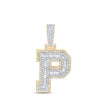 10kt Yellow Gold Mens Baguette Diamond P Initial Letter Charm Pendant 5/8 Cttw