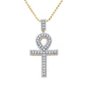 10kt Yellow Gold Mens Round Diamond Ankh Cross Charm Pendant 1 Cttw