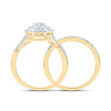 10kt Yellow Gold Round Diamond Oval Bridal Wedding Ring Band Set 3/4 Cttw