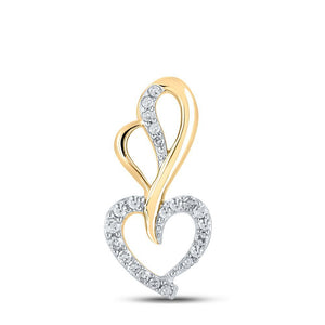 10kt Yellow Gold Womens Round Diamond Heart Pendant 1/12 Cttw