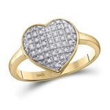 10kt Yellow Gold Womens Round Diamond Heart Ring 1/4 Cttw