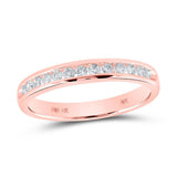 14kt Rose Gold Womens Round Diamond Wedding Single Row Band 1/4 Cttw