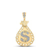 10kt Yellow Gold Mens Round Diamond Money Bag Charm Pendant 1/3 Cttw