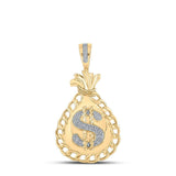 10kt Yellow Gold Mens Round Diamond Money Bag Charm Pendant 1/3 Cttw