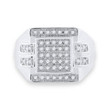 10kt White Gold Mens Round Diamond Square Cluster Ring 1/3 Cttw