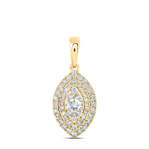 10kt Yellow Gold Womens Round Diamond Oval Pendant 1/2 Cttw