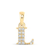 10kt Yellow Gold Womens Round Diamond L Initial Letter Pendant 1/20 Cttw