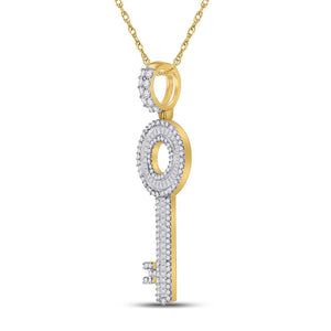 10kt Yellow Gold Mens Baguette Diamond Key Charm Pendant 1 Cttw