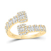 10kt Yellow Gold Womens Baguette Diamond Square Cuff Band Ring 1/2 Cttw