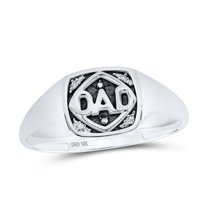 10kt White Gold Mens Round Diamond DAD Band Ring .02 Cttw