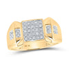 10kt Yellow Gold Mens Round Diamond Square Cluster Ring 1/4 Cttw