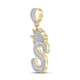 10kt Yellow Gold Mens Baguette Diamond Crown S Letter Charm Pendant 3/4 Cttw