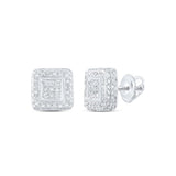 10kt White Gold Womens Round Diamond Square Earrings 1/2 Cttw