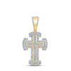 10kt Yellow Gold Mens Round Diamond Cross Charm Pendant 1/3 Cttw