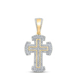 10kt Yellow Gold Mens Round Diamond Cross Charm Pendant 1/3 Cttw