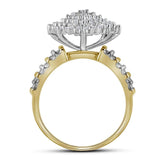 10kt Yellow Gold Womens Round Diamond Marquise-shape Cluster Ring 1 Cttw