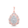 10kt Rose Gold Womens Round Diamond Teardrop Pendant 1 Cttw