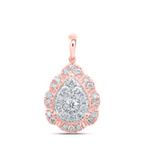 10kt Rose Gold Womens Round Diamond Teardrop Pendant 1 Cttw