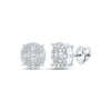 10kt White Gold Baguette Diamond Cluster Earrings 5/8 Cttw