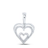 10kt White Gold Womens Round Diamond Heart Pendant 1/10 Cttw