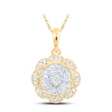 10kt Yellow Gold Womens Round Diamond Circle Pendant 1/3 Cttw