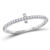 10kt White Gold Womens Round Diamond Cross Stackable Band Ring 1/6 Cttw