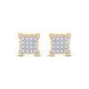 10kt Yellow Gold Round Diamond Square Cluster Earrings 1/10 Cttw