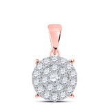 10kt Rose Gold Womens Round Diamond Cluster Pendant 2 Cttw