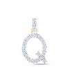 10kt Yellow Gold Womens Round Diamond Q Initial Letter Pendant 1/10 Cttw