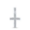 10kt White Gold Mens Round Diamond Cross Charm Pendant 1/2 Cttw