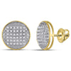10kt Yellow Gold Round Diamond Circle Earrings 1/5 Cttw