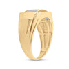 10kt Yellow Gold Mens Round Diamond Rectangle Cluster Ring 1/4 Cttw