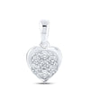 10kt White Gold Womens Round Diamond Heart Pendant 1/4 Cttw