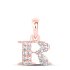 10kt Rose Gold Womens Round Diamond R Initial Letter Pendant 1/10 Cttw