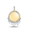 14kt Yellow Gold Mens Baguette Diamond Drip Circle Charm Pendant 1-7/8 Cttw