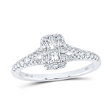 14kt White Gold Womens Princess Diamond 2-stone Ring 1/2 Cttw