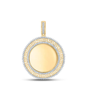 10kt Yellow Gold Mens Round Diamond Memory Circle Charm Pendant 1/2 Cttw