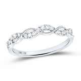 10kt White Gold Womens Round Diamond Twist Stackable Band Ring 1/5 Cttw