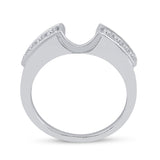 14kt White Gold Womens Round Diamond Ring Guard Wrap Solitaire Enhancer 1/4 Cttw