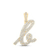 10kt Yellow Gold Womens Round Diamond K Cursive Initial Letter Pendant 5/8 Cttw