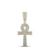 10kt Two-tone Gold Mens Round Diamond Ankh Cross Charm Pendant 1/2 Cttw