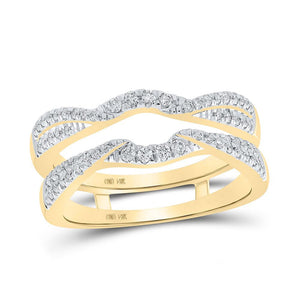 14kt Yellow Gold Womens Round Diamond Wrap Enhancer Wedding Band 1/3 Cttw