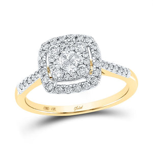 14kt Yellow Gold Princess Diamond Cluster Bridal Wedding Engagement Ring 1/2 Cttw