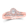 10kt Rose Gold Oval Diamond Halo Bridal Wedding Ring Band Set 1/3 Cttw