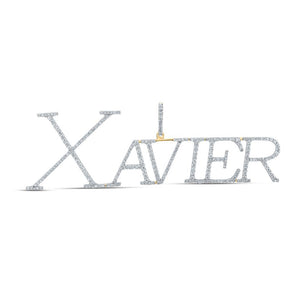 10kt Yellow Gold Round Diamond XAVIER Name Letter Charm Pendant 1-1/2 Cttw