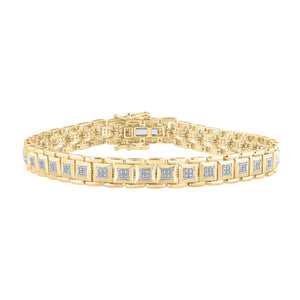 10kt Yellow Gold Mens Round Diamond Square Link Bracelet 1/2 Cttw