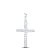 10kt White Gold Womens Round Diamond Cross Pendant 1/20 Cttw